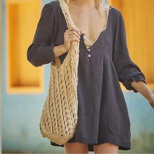 Free People Go-To Mini Endless Summer Waffle Knit Mi Dress in Black